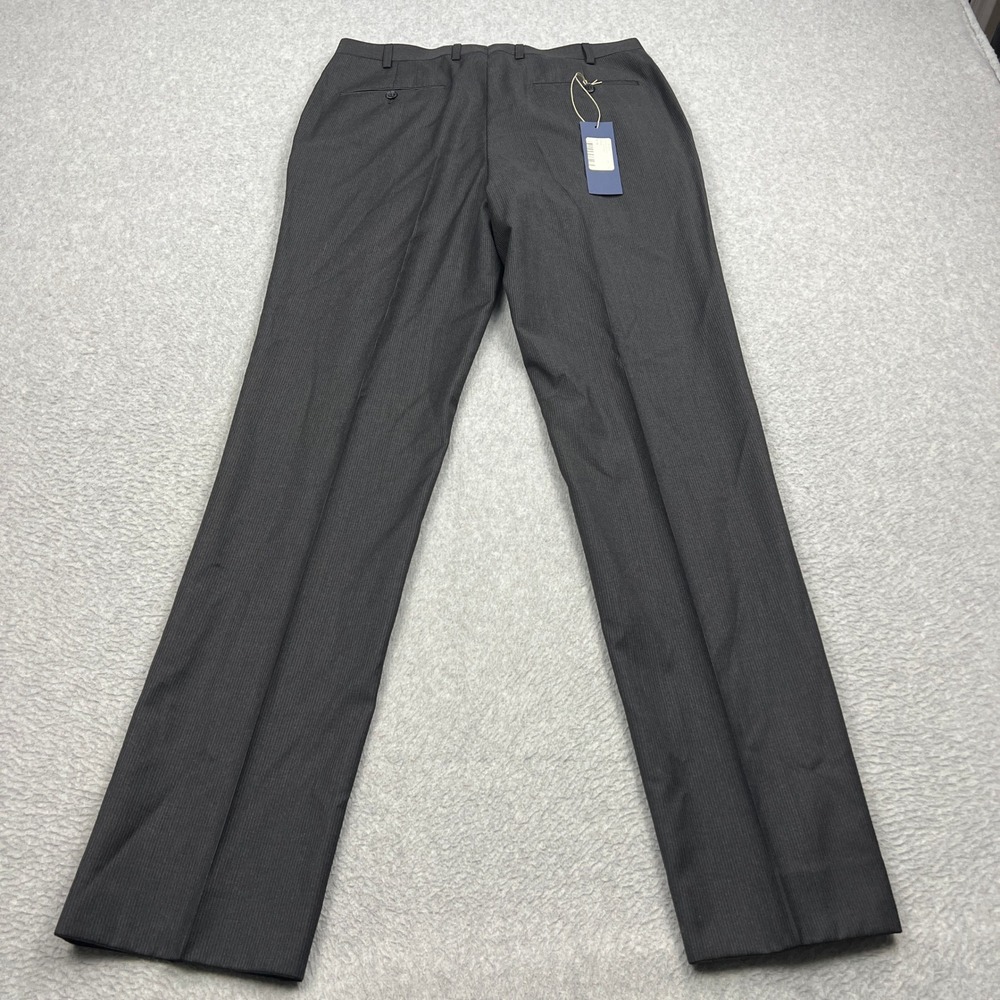 NEW Suitsupply Pants Mens 34 Grey Pinstripe Brescia Pure Wool Flat Front Slim - Picture 10 of 12